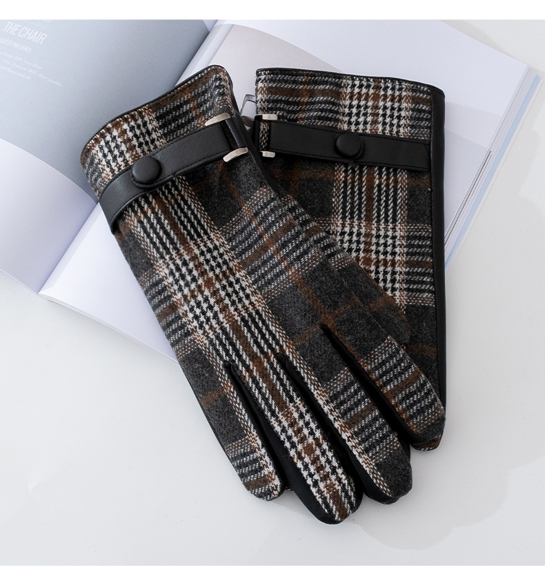 Men's Gender Business, Retro Style Men's Business Retro Plaid Gloves 1 Set