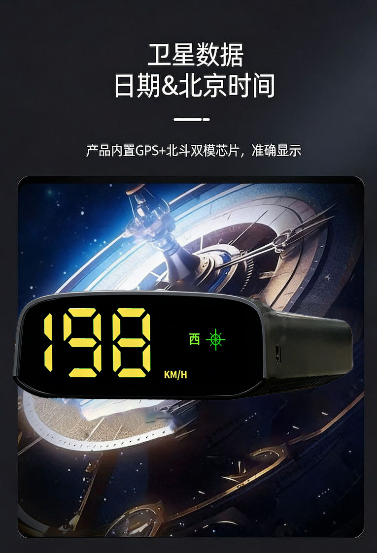 Universal Car-Mounted Seven-Color Solar-Powered Hud Head-Up Display with Navigation, Beidou Satellite, and Portable Screen