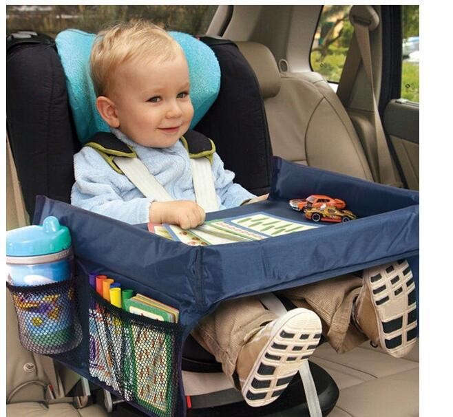 Car Rear Seat Safety Seat Tray, Car-Mounted Children's Dining Tray, Baby Coaxing Artifact, Foldableing Storage Brush, Water Cup Table Board
