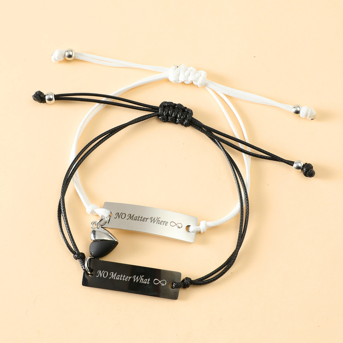Stainless Steel Material 1 Pair Fashion Letter Heart Shape Rectangle Stainless Steel Bracelets