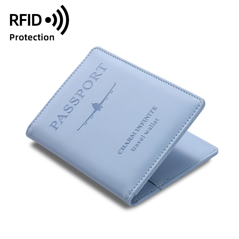 Étui pour passeport en cuir PU avec fente pour carte multiple RFID, multifonction, pour document de passeport_voghion.com