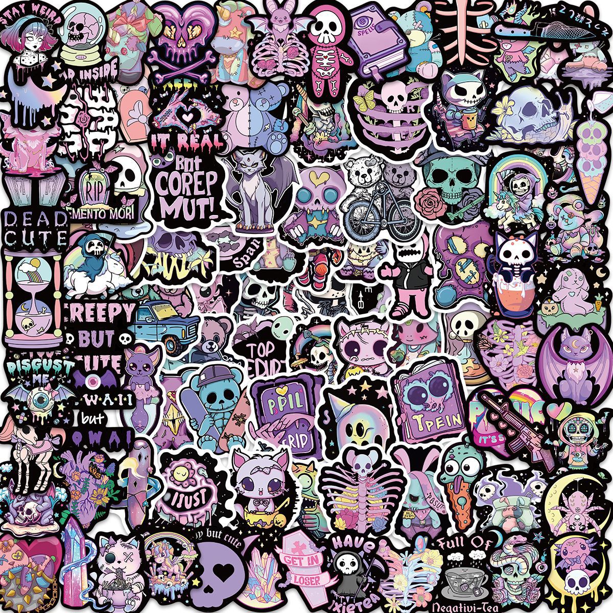 Halloween Festival Skull Pattern Cute Style 1 Set Skull Learning Halloween PVC Self-adhesive Cute Stickers