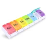Weekly7 grid seal moisture-proof pressing and bounce switch single row colorful PP+ABS medicine box