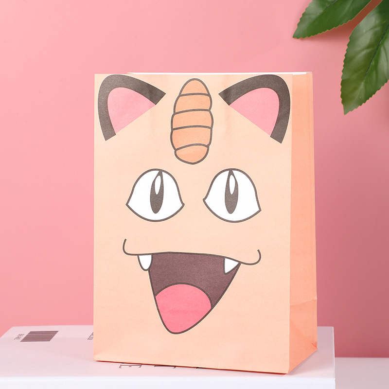 Nueva moda bolsa de regalo ins simple caramelo de dibujos animados fiesta plana pastel de bolsillo para hornear bolsa de papel de envasado de alimentos