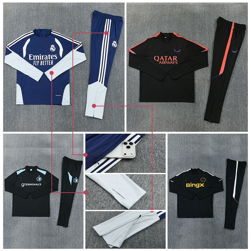 2627 Paris football training suit half-zip long-sleeve Real Madrid jersey autumn/winter Barcelona sweatshirt warm-up team uniform set