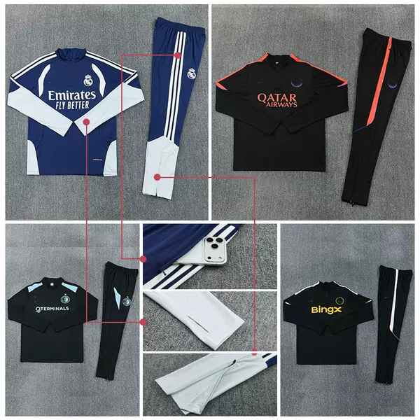 2627 Paris football training suit half-zip long-sleeve Real Madrid jersey autumn/winter Barcelona sweatshirt warm-up team uniform set