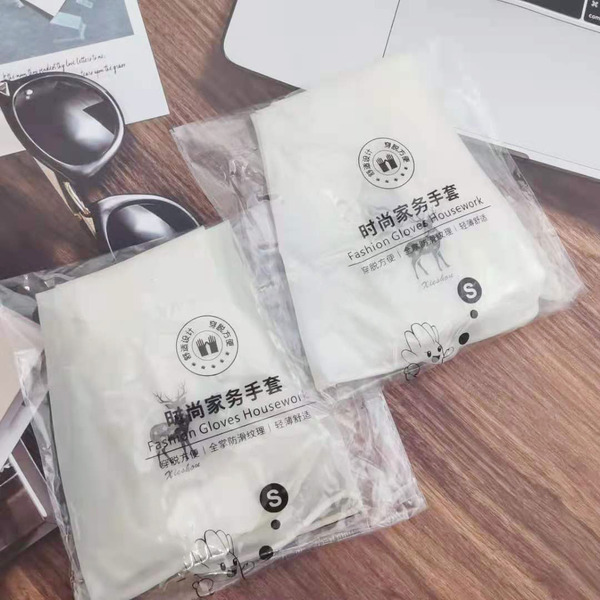 Rubber transparent white plastic gloves