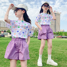 女童夏季短袖套装2022新款儿童衣服洋气中大童网红夏装短裤两件套
