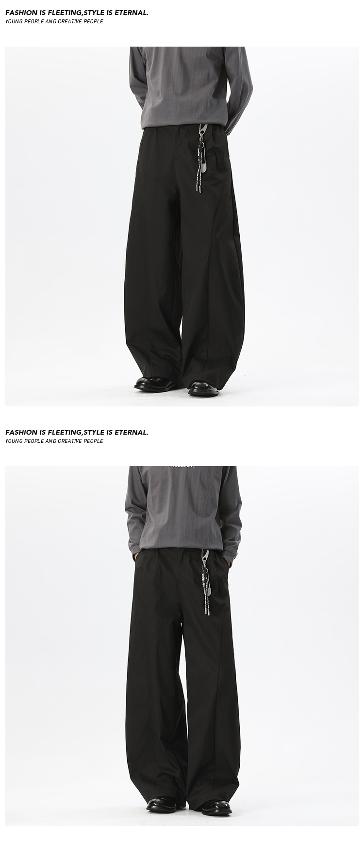 Herren Freizeithose Mit Schrägem Schnitt Und Weitem Bein Für Frühling_voghion.com