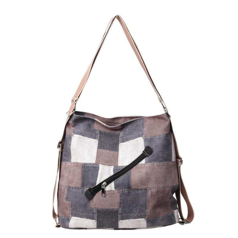 Mochila con sentido de diseño, bolso de nicho, correa de hombro ancha para mujer, bolso de mezclilla de gran capacidad, bolso de mensajero de un solo hombro, mochila multiusos