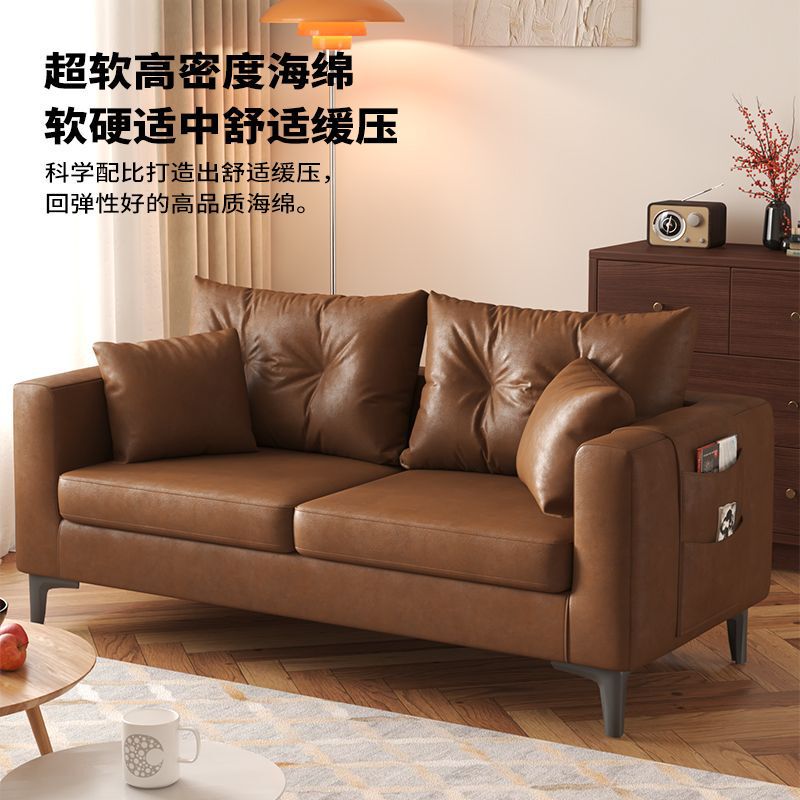 Cat Scratch-Resistant Leather Sofa for Small Apartments, Rental Apartments, Clothing Stores, Double-Seater, Two-Person, Three-Person, Lazy