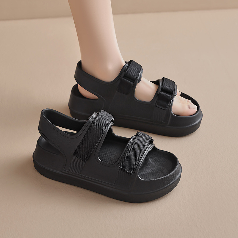 Augustion sandalias deportivas negras para mujer 2025 nuevos zapatos de playa de moda de suela gruesa de primavera y verano para llevar sandalias romanas