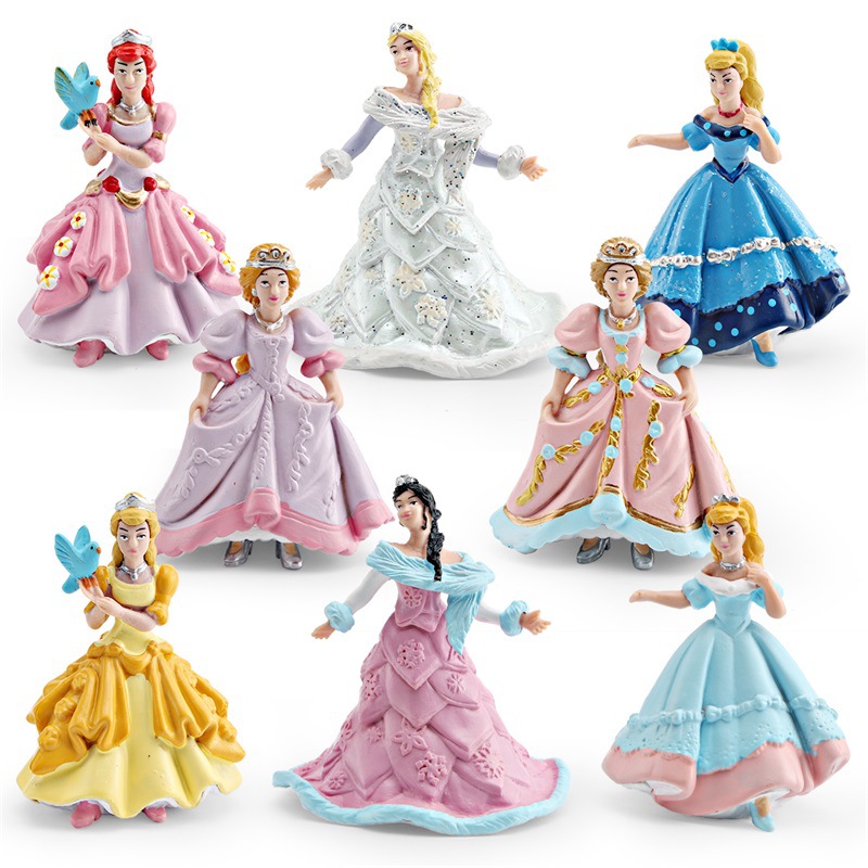 Simulación transfronteriza cuento de hadas modelo de muñeca rompecabezas PVC sólido princesa reina decoración de personajes juguetes