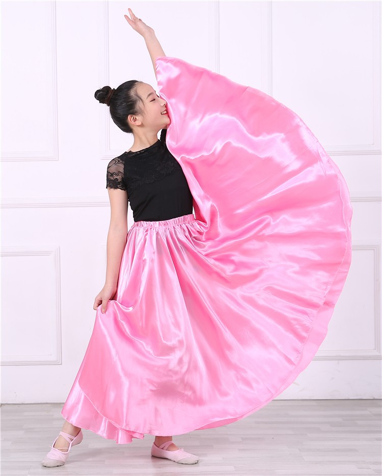 Ropa de rendimiento de media longitud para niños Falda de corrida de toros española Falda de baile grande falda de swing grande para niña abriendo danza ropa de baile para niños