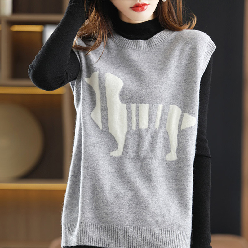Apilado Chaleco de punto las mujeres sin mangas suelta chaleco primavera y otoño 2024 nuevo estilo preppy suéter chaleco exterior superior image 5