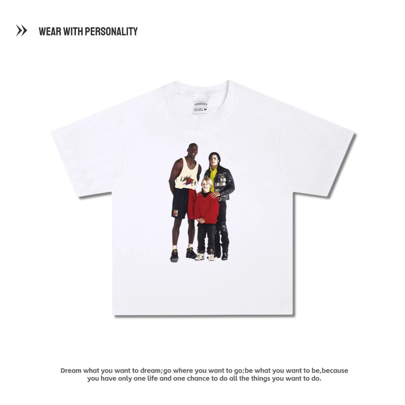 American Michael Jackson Vintage Vtg Washed Old High Street Heavy vintage Short Sleeve Loose Men's T-Shirt American Michael Jackson Vintage Vtg Washed Old High Street Heavy vintage Short Sleeve Loose Men's T-Shirt