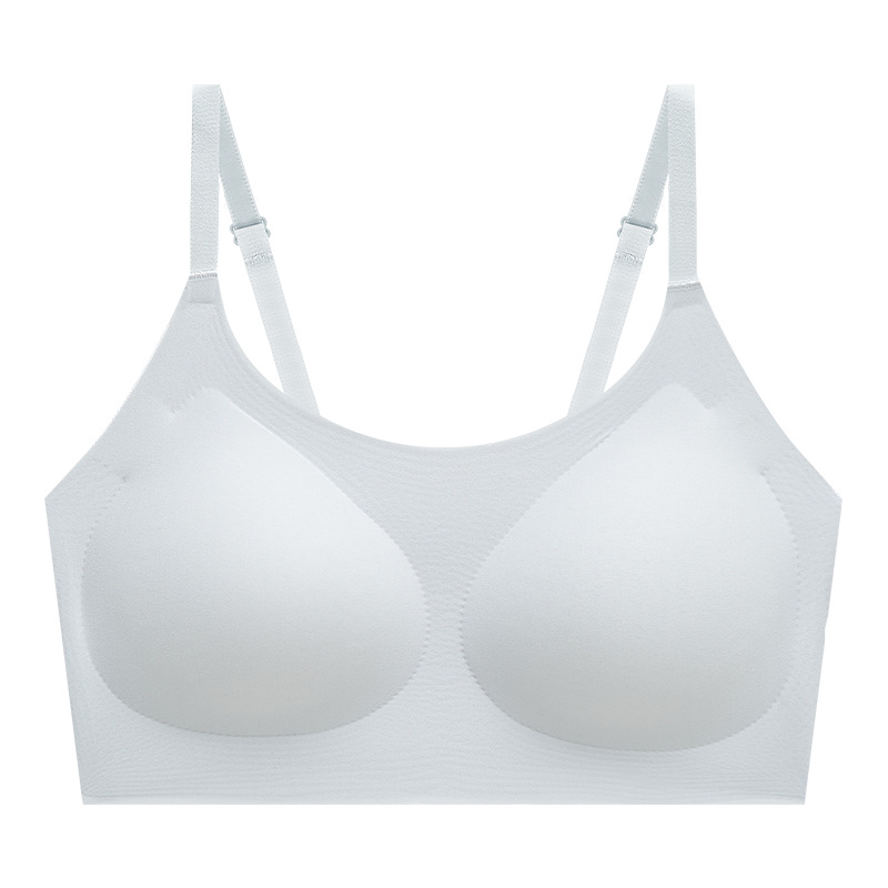 Ropa interior delgada sin marcas para mujeres Pequeño pecho grande sin anillo de acero de elevación de soporte superior ventilado sujetador de pecho fijo taza hermosa espalda