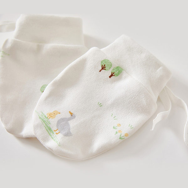 Guantes anti-raguños para bebés recién nacidos guantes sin hueso guantes de algodón puro guantes de pie