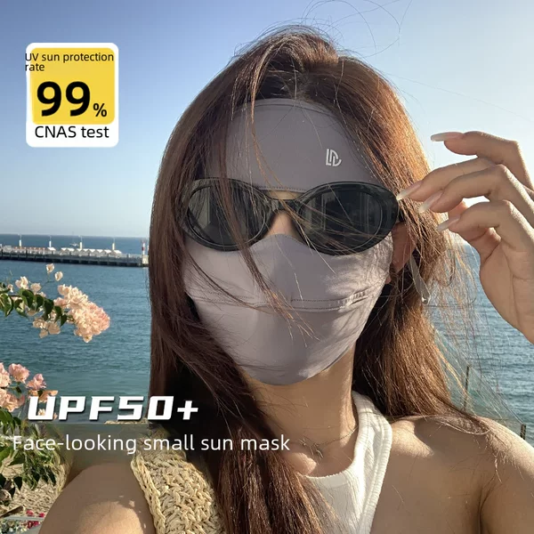Full face sunscreen mask summer all-match anti-ultraviolet breathable sunscreen mask original yarn Ice Silk face Gini
