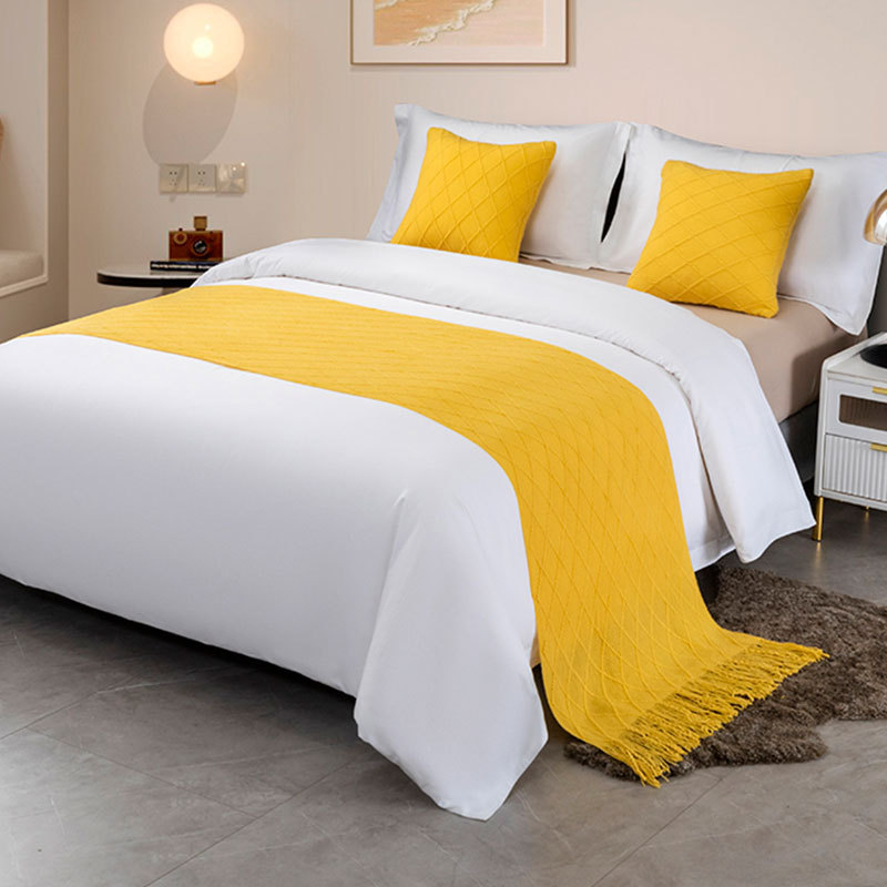 Bandera de cama toallas de cola de cama residencial hotel de lujo cubierta de cama doméstica nueva habitación modelo chino toallas de cama de color sólido