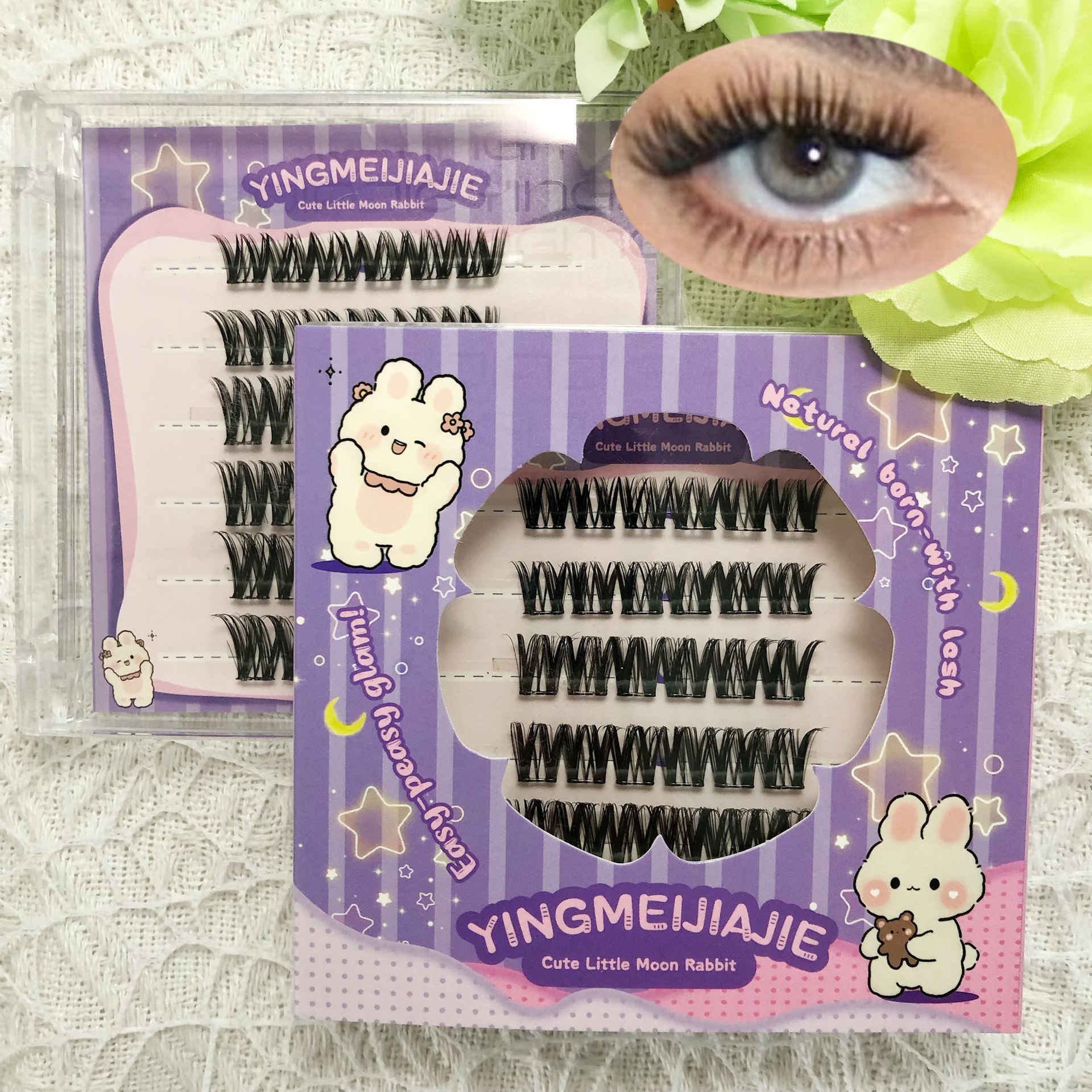 Transfronterizos falsas pestañas sin pegamento, pestañas falsas, pestañas negras finas, pestañas segmentadas largas, pestañas falsas sin pegamento, pestañas falsas sin pegamento de Amazon