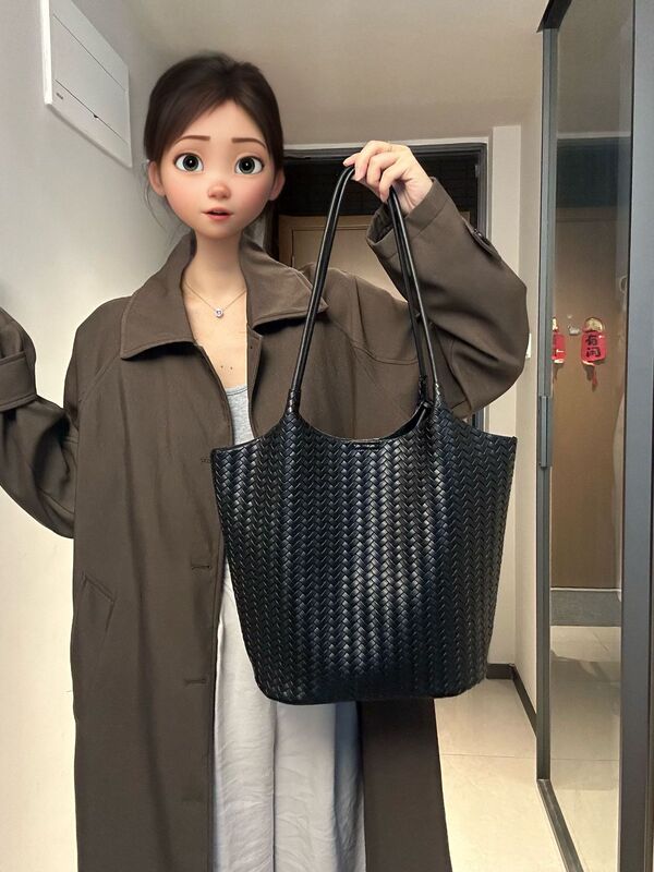 多果女包 大容量高级感编织托特包女2025休闲日常慵懒松弛单肩包|undefined
