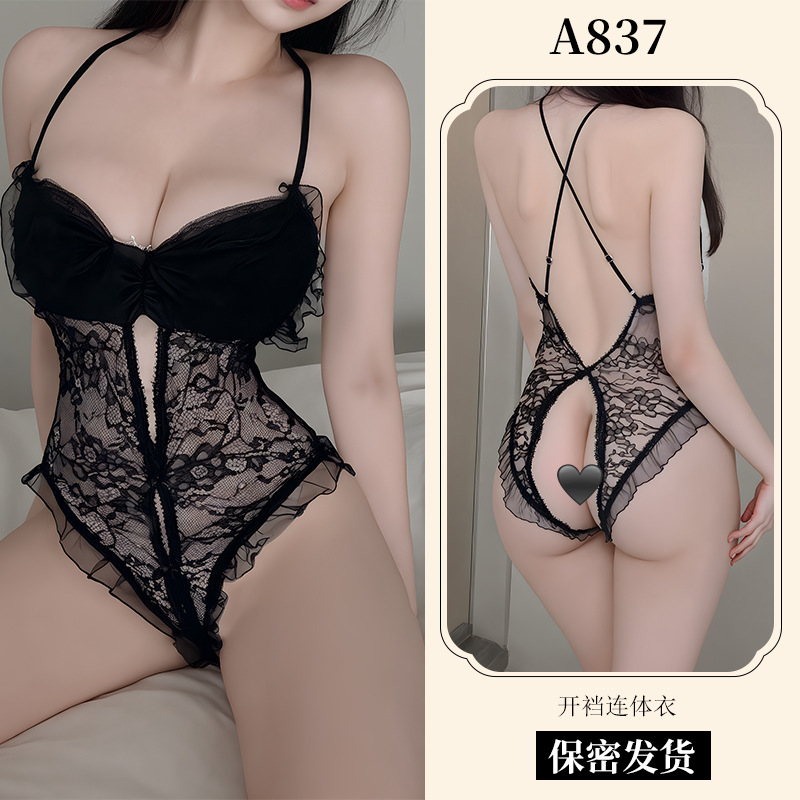[블랙] 보우 오픈 점프수트