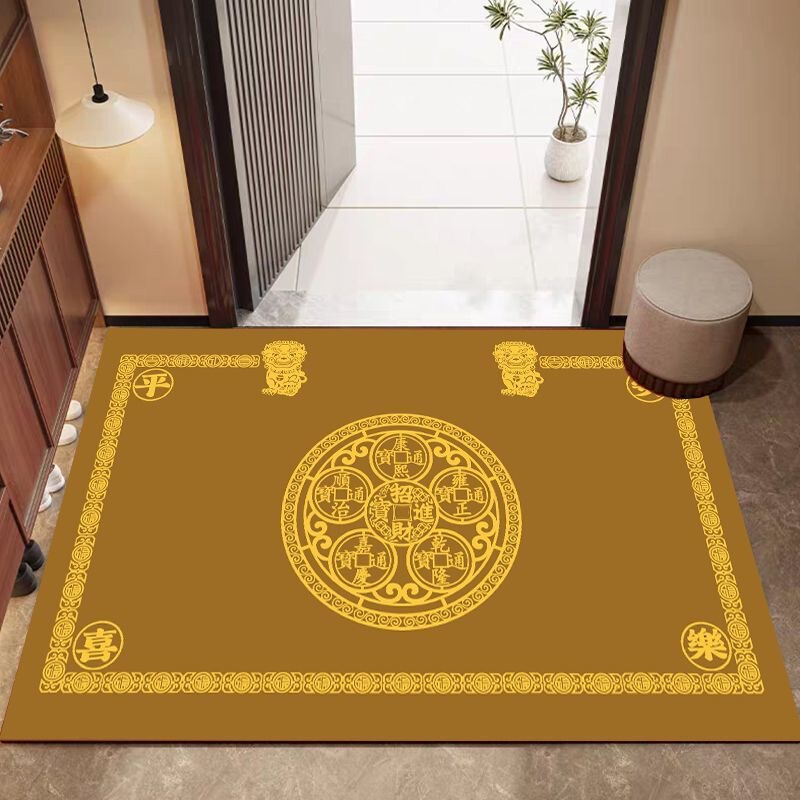 Five Emperors Money Door Mat for Wealth and Prosperity, Soft Diatomaceous Earth Entryway Carpet, Modern Simple Home Use