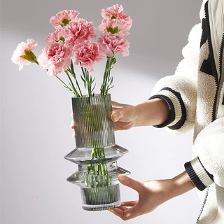 新加勤欧式轻奢玻璃水晶小花瓶北欧ins干花鲜花百合水培客厅摆件