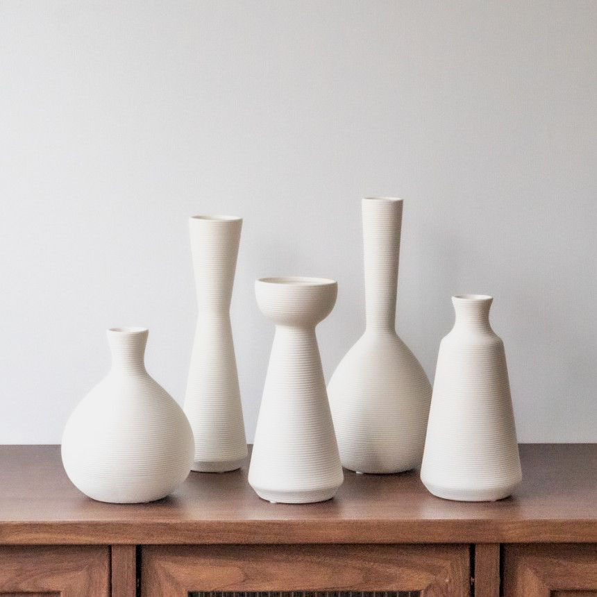 Minimalista moderno inswind creativo artístico de rayas de cerámica vasos de flores de escritorio de la sala de estar decoración de ornamentación