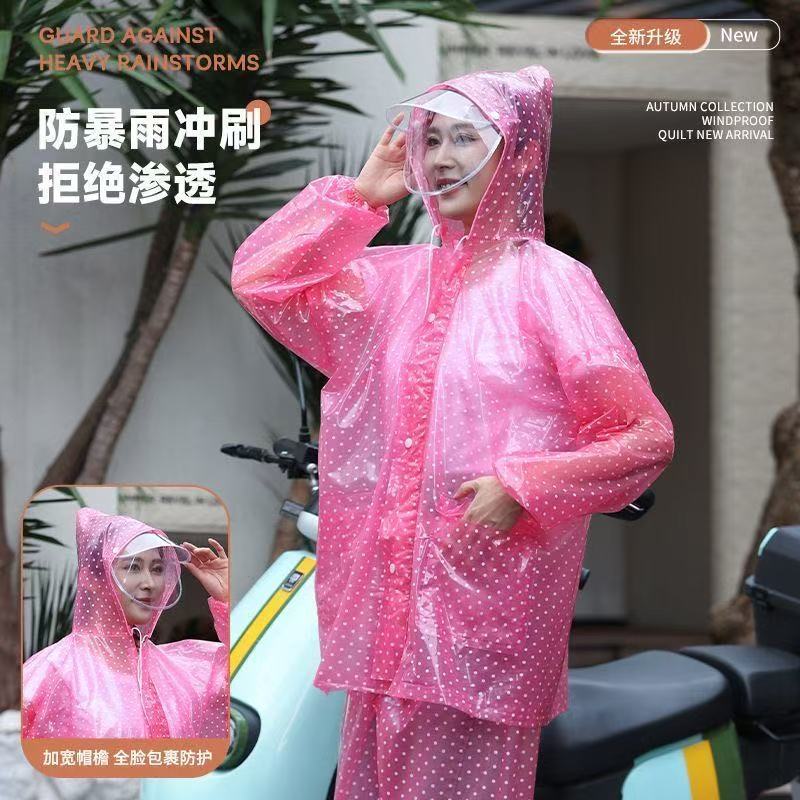 Raincoat and Rain Pants Set for Women, Thickened, Full-Body Storm Protection, Suitable for Cycling, Delivery, Men's Electric Scooter, Two-Piece Style, for Tea Picking, Rafting Raincoat and Rain Pants Set for Women, Thickened, Full-Body Storm Protection, Suitable for Cycling, Delivery, Men's Electric Scooter, Two-Piece Style, for Tea Picking, Rafting