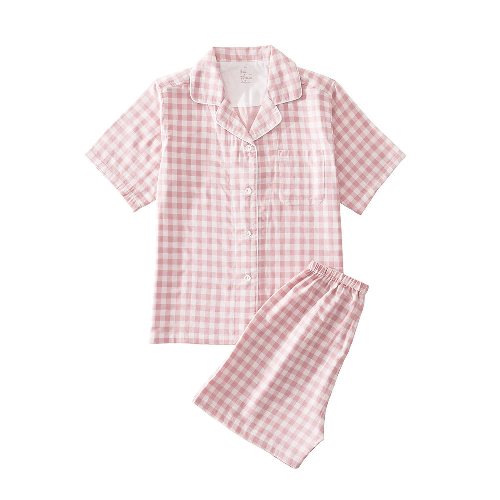 Хорошая пижама MUJI в японском стиле с короткими рукавами, женские двухслойные марлевые мужские хлопковые шорты, домашняя одежда для пар, летний костюм