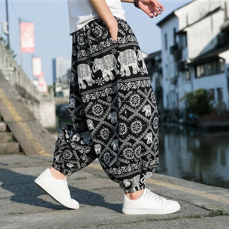 Thai Elephant Yoga Loose Beach Summer Ethnic Casual Thin Mosquito-Proof Lantern Pants Wide-Leg Long Pants