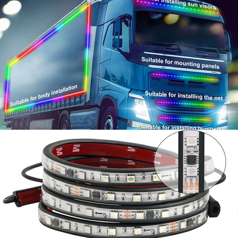 Amazon 24V солнцезащитный козырек для грузовика, красочная световая решетка с бегущим струйным светом, красочная световая решетка с эффектом текущей воды, Thunderbolt Ranger Light