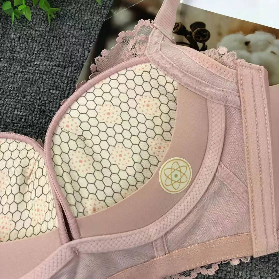 Nuevo sujetador de alta calidad de moda de encaje jacquard transpirable y cómodo ajuste lateral de pecho de tres filas de botones ropa interior para mujeres