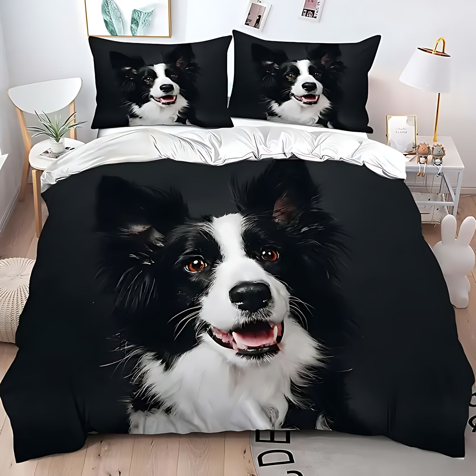 TEMU / JIT Amazon Cross-Border Cute Dog Pattern HD Digital Edredon Kit de ropa de cama