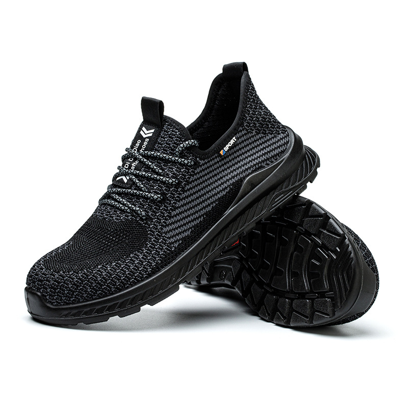 跨境安全鞋男士鋼包頭鋼底防砸防刺穿工作鞋夏季款飛織透氣勞保鞋