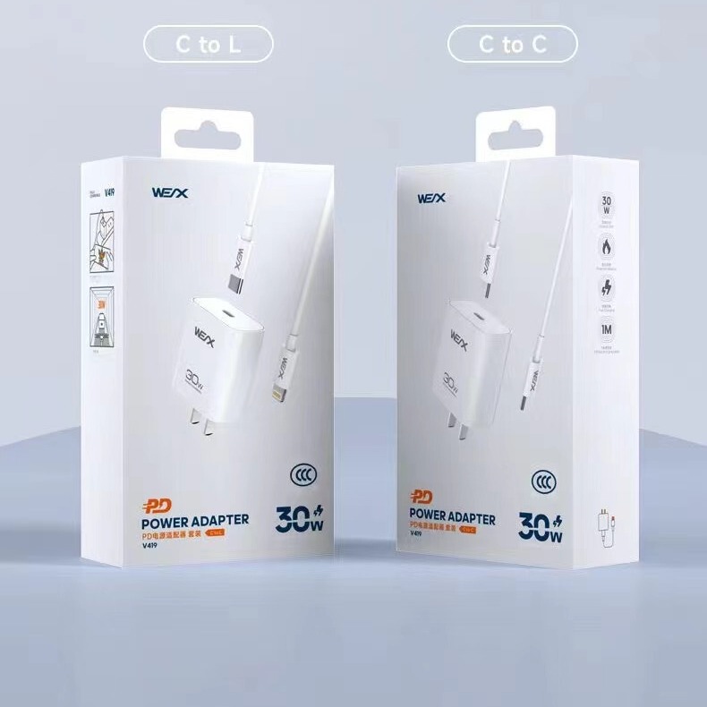Weilixun's New V419 Comments Fruit 15 Special 30W Fast Charge Single Head C- C Set C- L Set Three Types