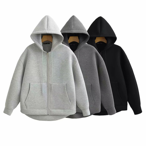Ready-to-ship Cross-Border Winter Retro Hoodie with Zipper | Fashionable Long-Sleeve Streetwear Parka for Women | Women's Outerwear