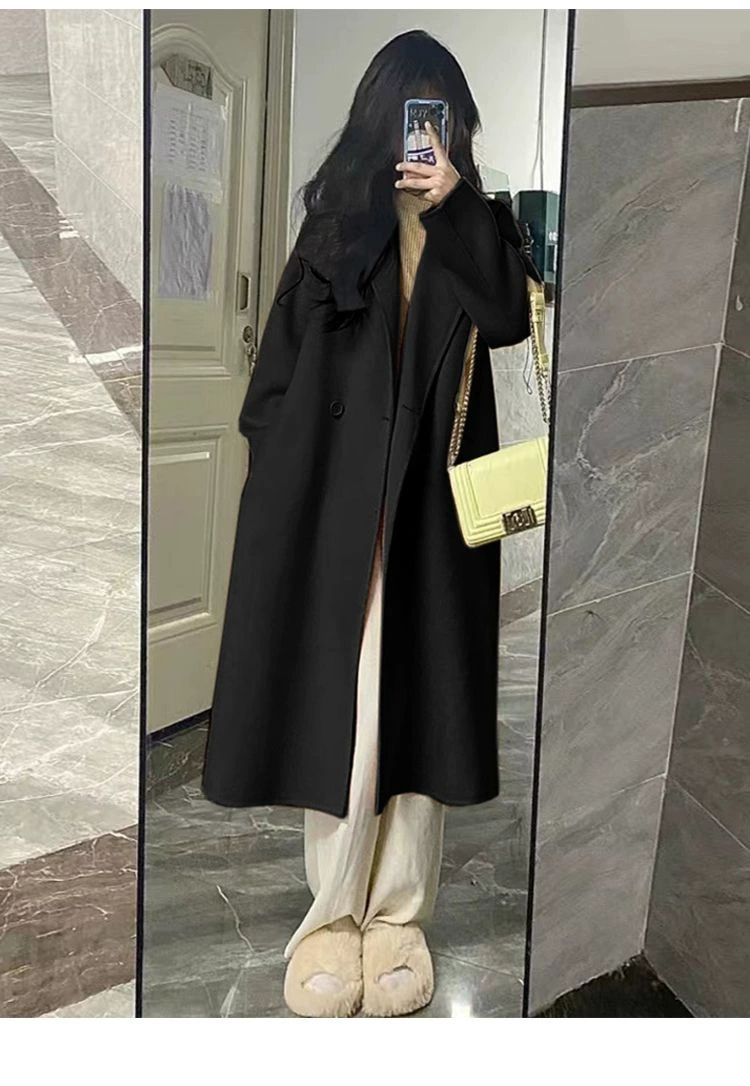 Демисезонное длинное шерстяное пальто, жакет, средней длины, стиль Chanel, для подростков
