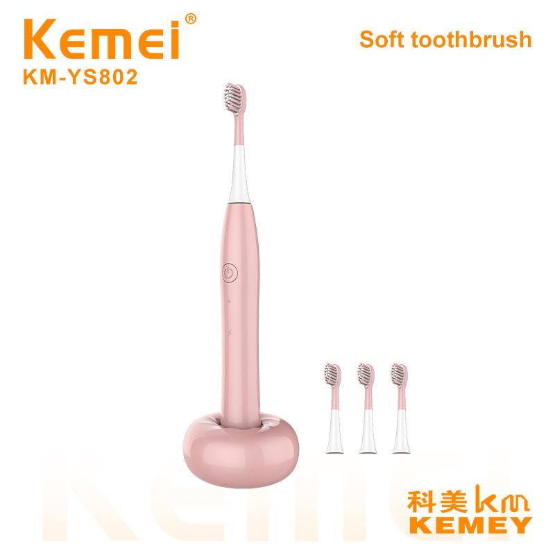Kemei KEMEI 높은 색상 가치 성인 커플 초음파 치과 청소 전기 칫솔 충전 베이스 전신 방수