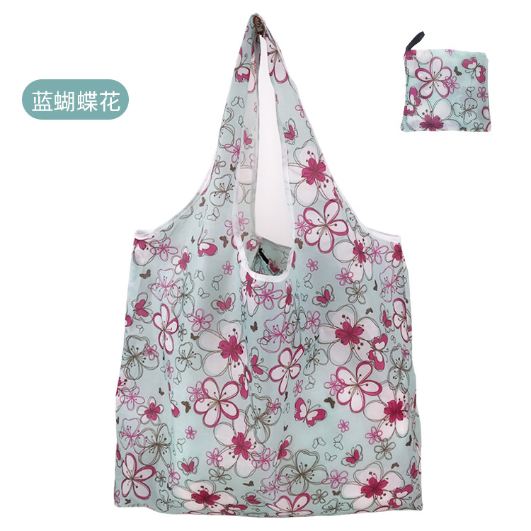 En stock pelo rápido Grande 190T tela de flores bolsa de compras Portátil Bolsa de poliéster bolsa plegable al por mayor bolsa de regalo publicitario
