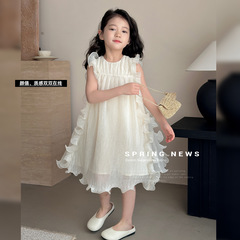 女童連衣裙2024春裝新款洋氣童裝仙女裙氣質寶寶公主裙兒童裙子潮
