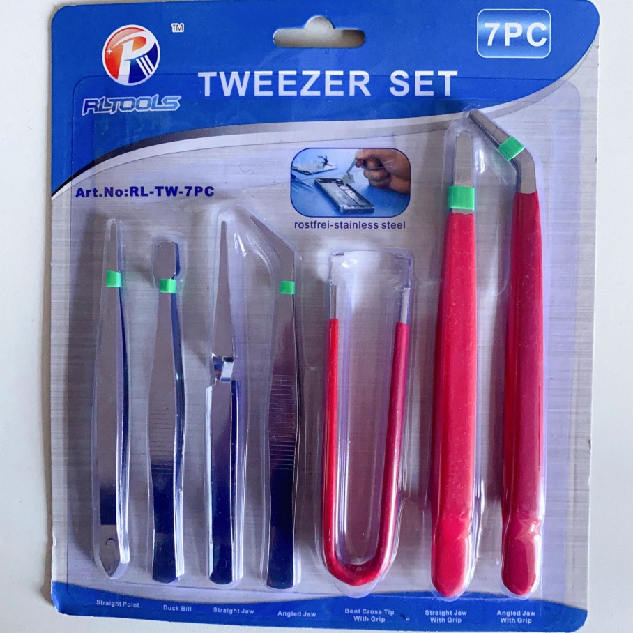日隆销售7PC镊子防静电维修电脑手机浸塑镊子弯头平头圆头对折