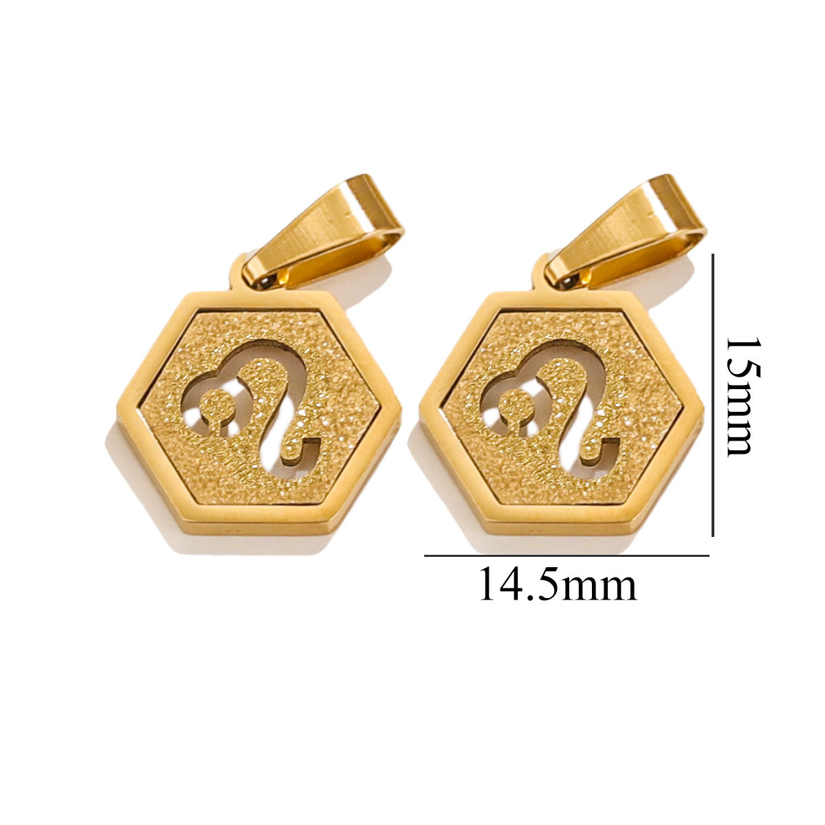 Hexagonal cuadrado europeo y americano arena de prensado de acero inoxidable 18K 12 colgante de constelación diseño de personalidad joyería DIY popular