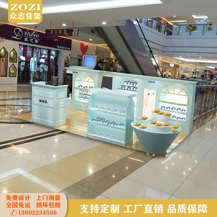 珠宝展柜饰品首饰柜翡翠玉器黄金玻璃柜台商场烤漆中岛柜厂家直销