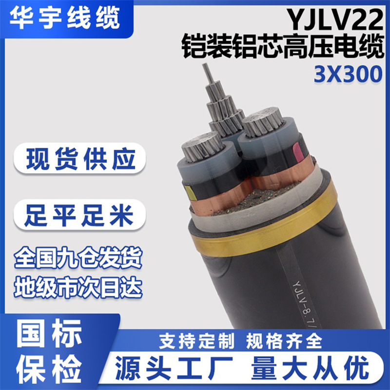 国标YJLV22铝芯电缆绝缘钢带铠装高压电缆工地项目工程使用厂家