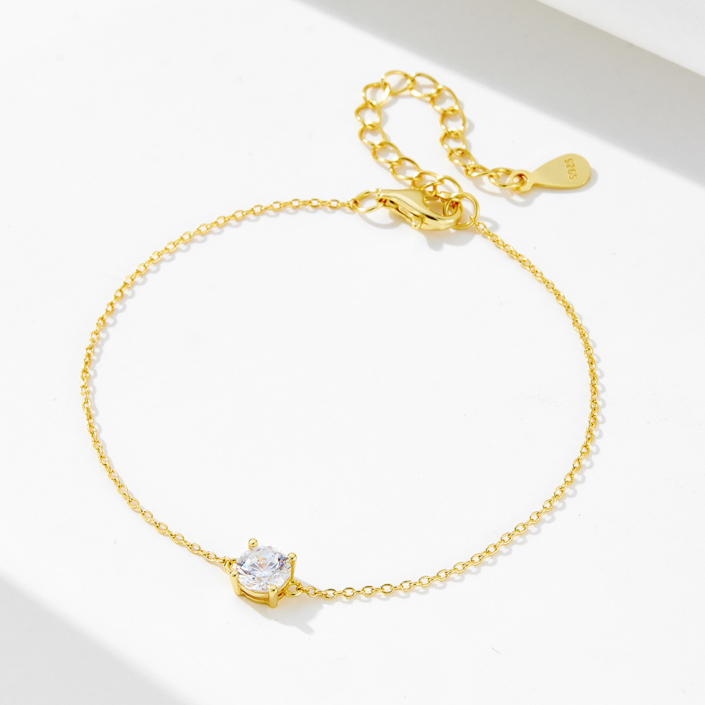 Pulsera de diamante simple básica diaria de plata de ley S925, estilo americano, diseño de nicho, sentido de lujo ligero, accesorios de todo fósforo