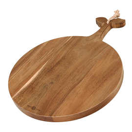 相思木切菜板可定制圆形木制面包板酒店牛排餐板实木手柄切菜砧板