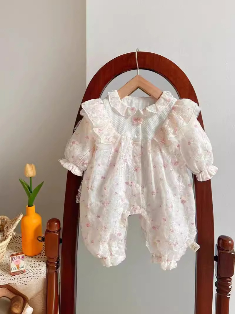 Ropa de una pieza para bebés, ropa de primavera y otoño, bebé recién nacido, princesa súper linda, cien días de luna llena, mameluco de doble capa